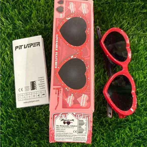 Pit Viper Heart-Shaped Red Sunglasses - Picture 3 of 10